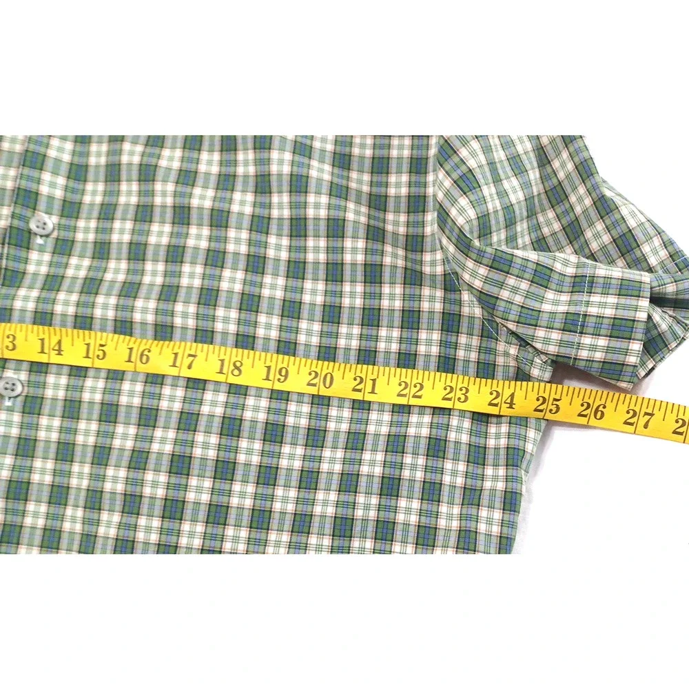 Banana Republic Mens Green Plaid Button SS Shirt Sz XL Chest 50